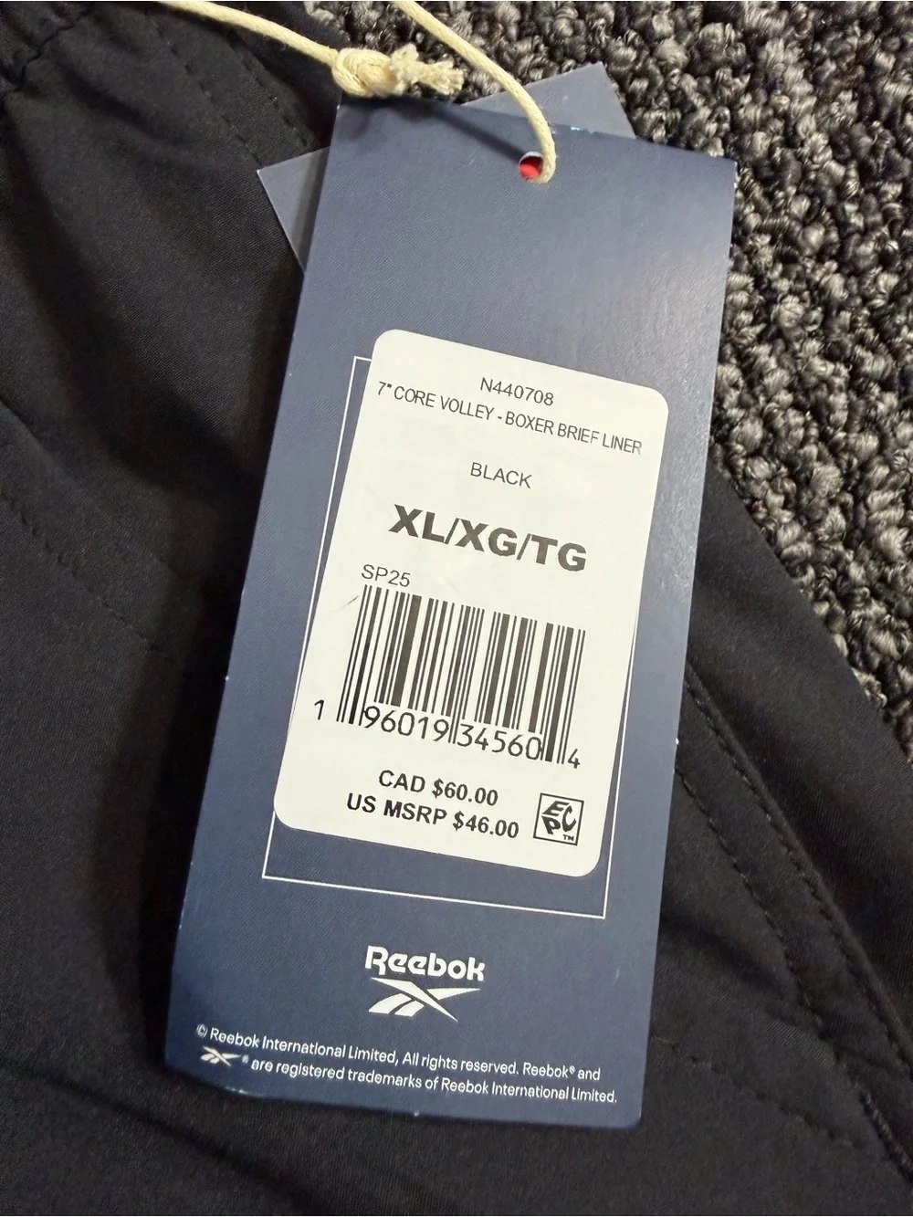 Reebok Men's Black Athletic Swim/Training Shorts XL NWT